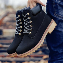 将图片加载到图库查看器,Winter Luxury Shoes Mens Flat Heel Boots Fashion Warm Ankle Boots Outdoor Warm Non Slip Fur Lined Ankle Boots Leather Winter Walking Shoes For Mens