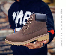 将图片加载到图库查看器,Winter Luxury Shoes Mens Flat Heel Boots Fashion Warm Ankle Boots Outdoor Warm Non Slip Fur Lined Ankle Boots Leather Winter Walking Shoes For Mens