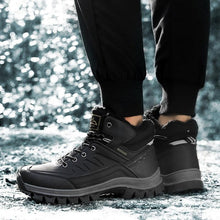 Load image into Gallery viewer, Winter Mens Boots Plush Warm Snow Boots Waterproof Outdoor Short Boots Leather Ankle Hiking Boots Mens Waterproof Outdoor Snow Boots Winter Cold Weather Shoes