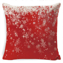 Load image into Gallery viewer, Winter Merry Christmas Cushion Cover Red Christmas Santa Claus Greeting Christmas Pillow Covers Red Plaid Pillow Covers Christmas Tree Snowflakes Text Pillow Cover