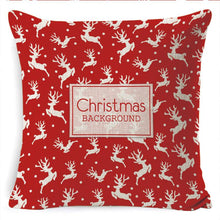 Load image into Gallery viewer, Winter Merry Christmas Cushion Cover Red Christmas Santa Claus Greeting Christmas Pillow Covers Red Plaid Pillow Covers Christmas Tree Snowflakes Text Pillow Cover