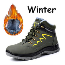 Load image into Gallery viewer, Winter Safety Shoes Waterproof Men's Boots Outdoor Warm Waterproof Non-slip Ankle Snow Boot Thick Plush Rubber Outdoor Snow Boots Winter Trail Camping Durable Cold Weather Shoes
