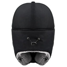 Load image into Gallery viewer, Winter Thermal Black Hat Fashion Ear Protection Face Windproof Adjustable Ski Cap Thicken Outdoor Hat