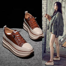 Load image into Gallery viewer, Winter Thich Womans Sneakers Warm Casual Vulcanized Shoes High Platform Boots Lace Up High Top Leather Sneakers Woman High Fashion Thick Soled Sports Walking Platform Shoes 7CM