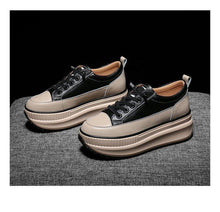 Load image into Gallery viewer, Winter Thich Womans Sneakers Warm Casual Vulcanized Shoes High Platform Boots Lace Up High Top Leather Sneakers Woman High Fashion Thick Soled Sports Walking Platform Shoes 7CM