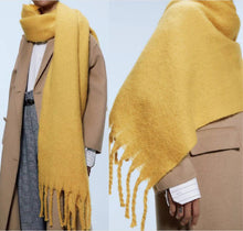 Load image into Gallery viewer, Winter Thick Soft Solid Color Warm Scarf Cashmere Hijabs Lightweight Warm Scarves Wraps Elegant Big Tassels Shawl Long Stole Mufflers For Women