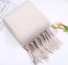 Load image into Gallery viewer, Winter Thick Soft Solid Color Warm Scarf Cashmere Hijabs Lightweight Warm Scarves Wraps Elegant Big Tassels Shawl Long Stole Mufflers For Women