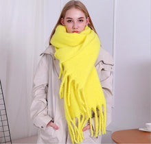 Load image into Gallery viewer, Winter Thick Soft Solid Color Warm Scarf Cashmere Hijabs Lightweight Warm Scarves Wraps Elegant Big Tassels Shawl Long Stole Mufflers For Women