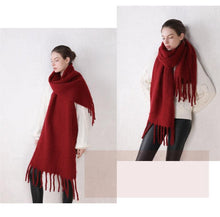 Load image into Gallery viewer, Winter Thick Soft Solid Color Warm Scarf Cashmere Hijabs Lightweight Warm Scarves Wraps Elegant Big Tassels Shawl Long Stole Mufflers For Women
