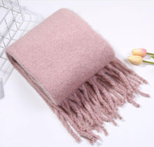 Load image into Gallery viewer, Winter Thick Soft Solid Color Warm Scarf Cashmere Hijabs Lightweight Warm Scarves Wraps Elegant Big Tassels Shawl Long Stole Mufflers For Women
