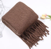Load image into Gallery viewer, Winter Thick Soft Solid Color Warm Scarf Cashmere Hijabs Lightweight Warm Scarves Wraps Elegant Big Tassels Shawl Long Stole Mufflers For Women