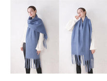Load image into Gallery viewer, Winter Thick Soft Solid Color Warm Scarf Cashmere Hijabs Lightweight Warm Scarves Wraps Elegant Big Tassels Shawl Long Stole Mufflers For Women