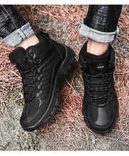 Load image into Gallery viewer, Winter Walking Shoes Mens Boots Outdoor Hiking Shoes Winter Work Casual Shoes Rubber Ankle Boots Outdoor Breathable Water Resistant Camping Shoes Anti-Skid Ankle Walking Mens Shoes
