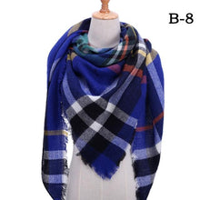Load image into Gallery viewer, Winter Warm Soft Bandana Plaid Warm Headwear Triangle Scarves Scarf Cashmere Scarf Knit Wraps Shawls Hijabs Shawls Escharpe Elegant Cashmere Scarf Head Wrap Bandana Blanket Shawls Wraps For Female