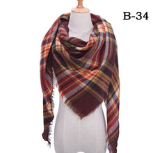 Load image into Gallery viewer, Winter Warm Soft Bandana Plaid Warm Headwear Triangle Scarves Scarf Cashmere Scarf Knit Wraps Shawls Hijabs Shawls Escharpe Elegant Cashmere Scarf Head Wrap Bandana Blanket Shawls Wraps For Female