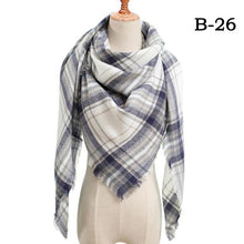 Load image into Gallery viewer, Winter Warm Soft Bandana Plaid Warm Headwear Triangle Scarves Scarf Cashmere Scarf Knit Wraps Shawls Hijabs Shawls Escharpe Elegant Cashmere Scarf Head Wrap Bandana Blanket Shawls Wraps For Female