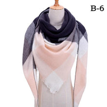 Load image into Gallery viewer, Winter Warm Soft Bandana Plaid Warm Headwear Triangle Scarves Scarf Cashmere Scarf Knit Wraps Shawls Hijabs Shawls Escharpe Elegant Cashmere Scarf Head Wrap Bandana Blanket Shawls Wraps For Female