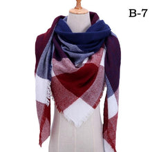 Load image into Gallery viewer, Winter Warm Soft Bandana Plaid Warm Headwear Triangle Scarves Scarf Cashmere Scarf Knit Wraps Shawls Hijabs Shawls Escharpe Elegant Cashmere Scarf Head Wrap Bandana Blanket Shawls Wraps For Female