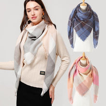 Load image into Gallery viewer, Winter Warm Soft Bandana Plaid Warm Headwear Triangle Scarves Scarf Cashmere Scarf Knit Wraps Shawls Hijabs Shawls Escharpe Elegant Cashmere Scarf Head Wrap Bandana Blanket Shawls Wraps For Female