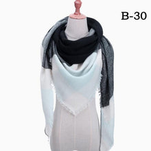 Load image into Gallery viewer, Winter Warm Soft Bandana Plaid Warm Headwear Triangle Scarves Scarf Cashmere Scarf Knit Wraps Shawls Hijabs Shawls Escharpe Elegant Cashmere Scarf Head Wrap Bandana Blanket Shawls Wraps For Female