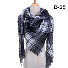 Load image into Gallery viewer, Winter Warm Soft Bandana Plaid Warm Headwear Triangle Scarves Scarf Cashmere Scarf Knit Wraps Shawls Hijabs Shawls Escharpe Elegant Cashmere Scarf Head Wrap Bandana Blanket Shawls Wraps For Female