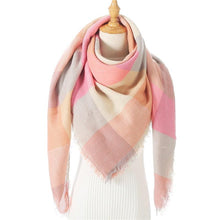 Load image into Gallery viewer, Winter Warm Soft Bandana Plaid Warm Headwear Triangle Scarves Scarf Cashmere Scarf Knit Wraps Shawls Hijabs Shawls Escharpe Elegant Cashmere Scarf Head Wrap Bandana Blanket Shawls Wraps For Female