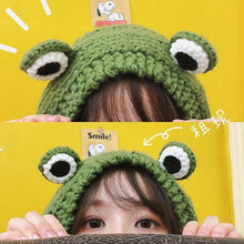 将图片加载到图库查看器,Winter Women Frog Crochet Knitted Hat Hip Hop Skellies Beanies Streetwear Costume Accessory Gift Warm Party Bonnets Cap Kids Knitted Beanie Hat Cute Frog Cartoon Winter Warmer Cap with Big Eyes for Baby Boys Girls