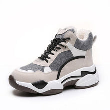 Load image into Gallery viewer, Winter Women's Sneakers Fashion Breathable Casual Running Winter Warm Anti-Slip Soft Sole Warm Fur Lined Winter Womens High Heels Sneakers
