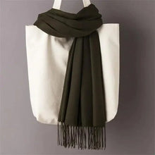 将图片加载到图库查看器,Winter Women Scarf Female Scarves For Women Solid Shawl Wraps For Winter Casual Wear Travel Friendly Wool Tassel Scarf Fashion Solid Color Toddler Soft Warm Scarves