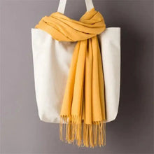 将图片加载到图库查看器,Winter Women Scarf Female Scarves For Women Solid Shawl Wraps For Winter Casual Wear Travel Friendly Wool Tassel Scarf Fashion Solid Color Toddler Soft Warm Scarves