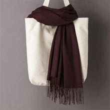 将图片加载到图库查看器,Winter Women Scarf Female Scarves For Women Solid Shawl Wraps For Winter Casual Wear Travel Friendly Wool Tassel Scarf Fashion Solid Color Toddler Soft Warm Scarves