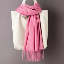将图片加载到图库查看器,Winter Women Scarf Female Scarves For Women Solid Shawl Wraps For Winter Casual Wear Travel Friendly Wool Tassel Scarf Fashion Solid Color Toddler Soft Warm Scarves