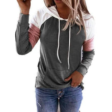 Load image into Gallery viewer, Winter Women’s Fashion Casual Sweatshirts Long Sleeve Hooded Pullover Loose Block Color Pockets Sweatshirts