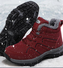 将图片加载到图库查看器,Winter Womens Mens Boots Plush Leather Waterproof Climbing Hunting Shoes Unisex Lace-up Outdoor Warm Hiking Boot Warm Ankle Cushionable Non-Slip Fashion Booties For Outdoor Walking