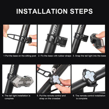 Load image into Gallery viewer, Wireless Remote Turn Signal Bicycle Light Indicator Smart LED Bike Taillight USB Rechargeable Cycling Rear Lamp USB LED Wireless Bike Rear Light Remote Control Bike Brake Light Bicycle Cycling Safety Outdoor Flashlight