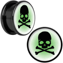 将图片加载到图库查看器,Green Black Skull Black Anodized Screw Fit Plug Set 18mm