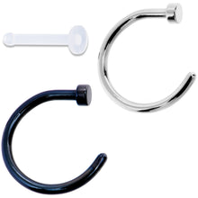 Load image into Gallery viewer, 18G 5/16 Pack Set of 3 Assorted Stainless Steel Nose Hoop Rings