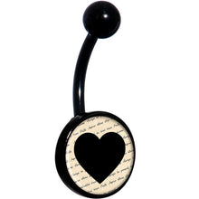将图片加载到图库查看器,Love Letter Black Heart Black Belly Ring