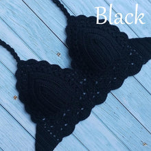 Load image into Gallery viewer, Woman Bikini Top Crochet Knit Separate Female Women Comfortable Beach Crochet Crop Summer Halter Tank Top Beach Knit Bra Beachwear Plus Size Bathing Suits Summer Beach Crochet Crop Tank Top