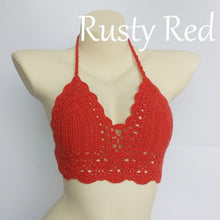 Load image into Gallery viewer, Woman Bikini Top Crochet Knit Separate Female Women Comfortable Beach Crochet Crop Summer Halter Tank Top Beach Knit Bra Beachwear Plus Size Bathing Suits Summer Beach Crochet Crop Tank Top