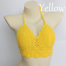 Load image into Gallery viewer, Woman Bikini Top Crochet Knit Separate Female Women Comfortable Beach Crochet Crop Summer Halter Tank Top Beach Knit Bra Beachwear Plus Size Bathing Suits Summer Beach Crochet Crop Tank Top