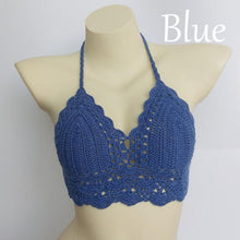 Load image into Gallery viewer, Woman Bikini Top Crochet Knit Separate Female Women Comfortable Beach Crochet Crop Summer Halter Tank Top Beach Knit Bra Beachwear Plus Size Bathing Suits Summer Beach Crochet Crop Tank Top