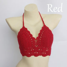 Load image into Gallery viewer, Woman Bikini Top Crochet Knit Separate Female Women Comfortable Beach Crochet Crop Summer Halter Tank Top Beach Knit Bra Beachwear Plus Size Bathing Suits Summer Beach Crochet Crop Tank Top