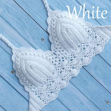 Load image into Gallery viewer, Woman Bikini Top Crochet Knit Separate Female Women Comfortable Beach Crochet Crop Summer Halter Tank Top Beach Knit Bra Beachwear Plus Size Bathing Suits Summer Beach Crochet Crop Tank Top