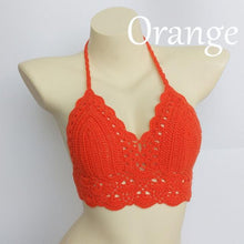 Load image into Gallery viewer, Woman Bikini Top Crochet Knit Separate Female Women Comfortable Beach Crochet Crop Summer Halter Tank Top Beach Knit Bra Beachwear Plus Size Bathing Suits Summer Beach Crochet Crop Tank Top