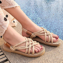 将图片加载到图库查看器,Woman Shoes Braided Rope With Traditional Casual Style And Simple Creativity Fashion Sandals Comfortable Summer Sandal With Arch Support Waterproof Comfy Sandals For Travel Beach