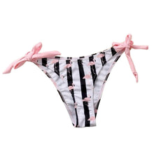 Load image into Gallery viewer, Women 2Pcs Summer Beach Bathing Suit Bowknot Ruffle Sleeve Crop Tops Striped Print Swimsuit Bikini Sets 2 Piece Ruffled V Neck Bathing Suits Summer Swimwear