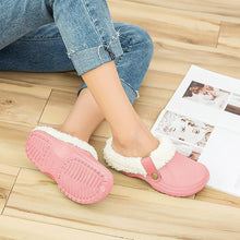 Load image into Gallery viewer, Women Autumn Winter New Warm Slippers Plush Waterproof Warm Slippers Clogs Couples Home Slipper Indoor Floor Shoes Waterproof Slippers Women Men Fur Lined Clogs Winter Garden Shoes