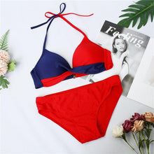 Load image into Gallery viewer, Women Bikini Set Push Up Female Swimsuit Swimwear Swim Two Piece Brazilian Bathing Suit Large Plus Size Women's Twist Front High Waist Bikini Swimsuit Drawstring Tie Side Bottom Two Piece Bathing Suit