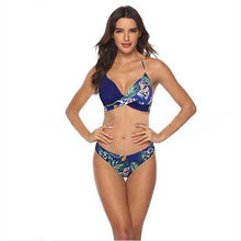 Load image into Gallery viewer, Women Bikini Set Push Up Female Swimsuit Swimwear Swim Two Piece Brazilian Bathing Suit Large Plus Size Women's Twist Front High Waist Bikini Swimsuit Drawstring Tie Side Bottom Two Piece Bathing Suit